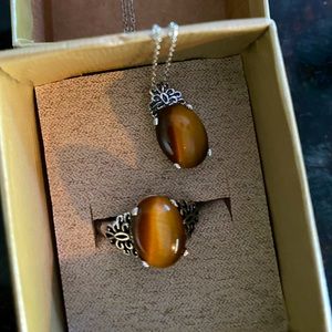 Cat’s Eye Pendant and Ring (sz 9) set, SS